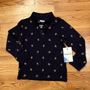 NWT Mayoral Size 4 Dark Blue Polo with Bicycle Design